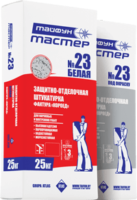 Штукатурка Тайфун-Мастер № 23,3 белая цементная с фактурой Короед 3мм (25кг) в Минске - картинка Картинка: штукатурка тайфун-мастер № 23,3 белая цементная с фактурой короед 3мм (25кг) в Минске