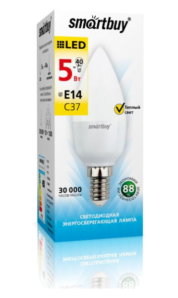 Светодиодная (LED) Лампа Smartbuy-C37-05W/4000/E14 в Минске - изображение Изображение: светодиодная (led) лампа smartbuy-c37-05w/4000/e14 в Минске
