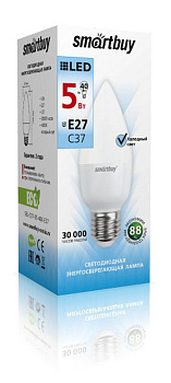 Картинка: светодиодная (led) лампа smartbuy-c37-05w/4000/e27 (sbl-c37-05-40k-e27) в Минске