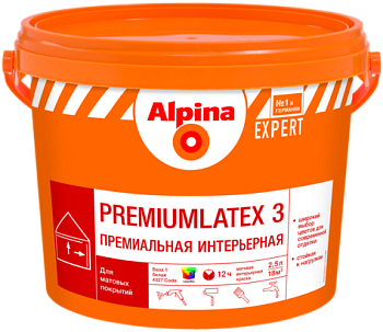 Картинка: краска вд-ак alpina expert premiumlatex 3 база 3 (прозрачная) 9,4 л / 14,9 кг в Минске