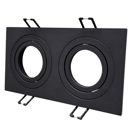 Изображение: светильник встраиваемый поворотный двойной под лампы 2* gu5.3, алюминий, 92*175мм, черный, ip20, tru в Минске