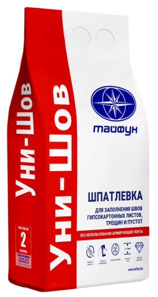 Изображение: шпатлевка белая  тайфун-мастер уни-шов для заполнения швов гипсокартонных плит (5кг) в Минске