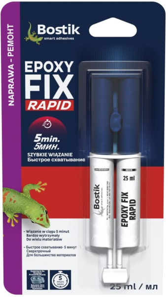 Клей для твердого пластика EPOXY FIX RAPID TRANSPARENT (2 х3мл) т.м.BOSTIK Клей для твердого пластика EPOXY FIX RAPID TRANSPARENT (2 х3мл) т.м.BOSTIK