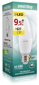 Картинка: лампа светодиодная (led) smartbuy-c37-9,5w/3000/е27 в Минске