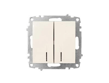 Выключатель Zena Vega 2-кл с подсветкой, кремовый т.м.EL-BI в Минске - картинка Картинка: выключатель zena vega 2-кл с подсветкой, кремовый т.м.el-bi в Минске