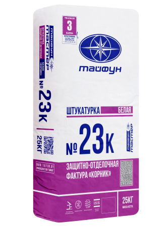 Штукатурка Тайфун-Мастер № 23к-2 белая цементная с фактурой Корник 1,5мм (25кг) в Минске - изображение Изображение: штукатурка тайфун-мастер № 23к-2 белая цементная с фактурой корник 1,5мм (25кг) в Минске