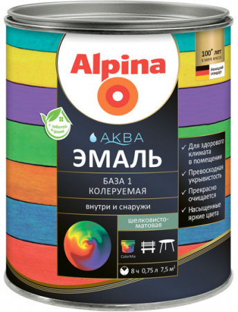 Эмаль акриловая в/д Alpina АКВА Эмаль База 1шелковисто-матовая 2,5л (3,05кг)  РБ в Минске - изображение Изображение: эмаль акриловая в/д alpina аква эмаль база 1шелковисто-матовая 2,5л (3,05кг)  рб в Минске