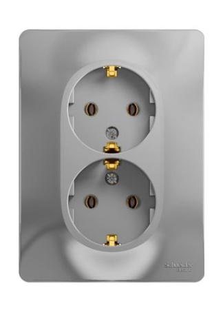 Розетка Glossa GSL000324 2-мест. с/з б/ш с/рамк, алюм. т.м.Schneider Electric в Минске - изображение Изображение: розетка glossa gsl000324 2-мест. с/з б/ш с/рамк, алюм. т.м.schneider electric в Минске