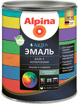 Эмаль акриловая водно-дисперсионная Alpina Аква База 3 шелковисто-матовая (0,85 л/0,91 кг) в Минске - картинка Картинка: эмаль акриловая водно-дисперсионная alpina аква база 3 шелковисто-матовая (0,85 л/0,91 кг) в Минске