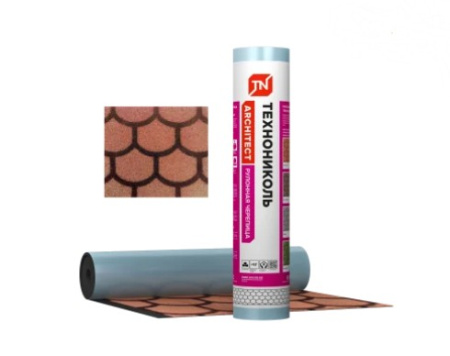 Черепица рулонная ТЕХНОНИКОЛЬ Бобровый хвост, красная (8 м2/рул) в Минске - изображение Изображение: черепица рулонная технониколь бобровый хвост, красная (8 м2/рул) в Минске