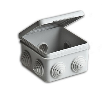 Картинка: коробка расп для о/п  80х80х50 мм,7 вводов (с отк.кр) (упак.90 шт) рф в Минске