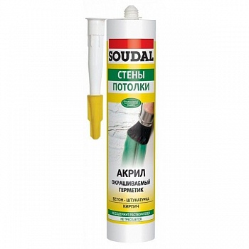 Герметик акриловый Soudal (белый) 280мл (упак.15шт)   Герметик акриловый Soudal (белый) 280мл (упак.15шт)